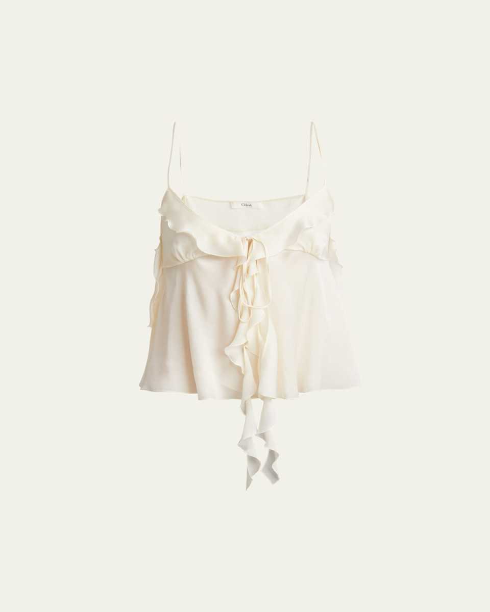 Ruffle Satin Silk Top